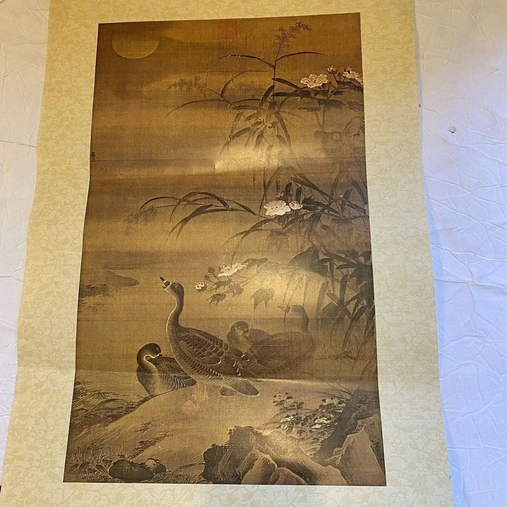 Antique Rare Geese On An Autumn Bank Lu Chi, Ming 1488-1505 Dynasty Art Print